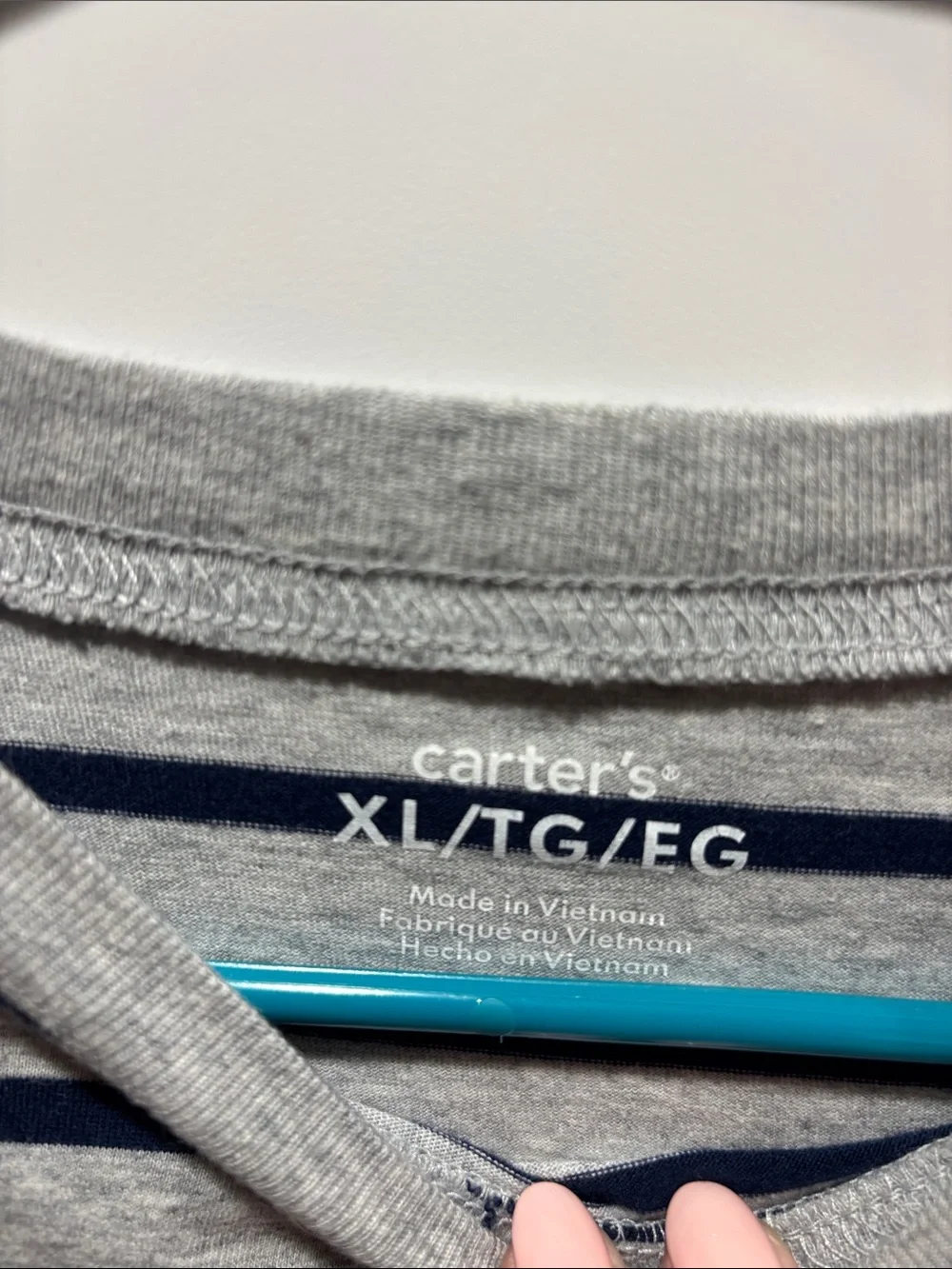 Carter's Gray and Navy Striped Long-Sleeve Tee